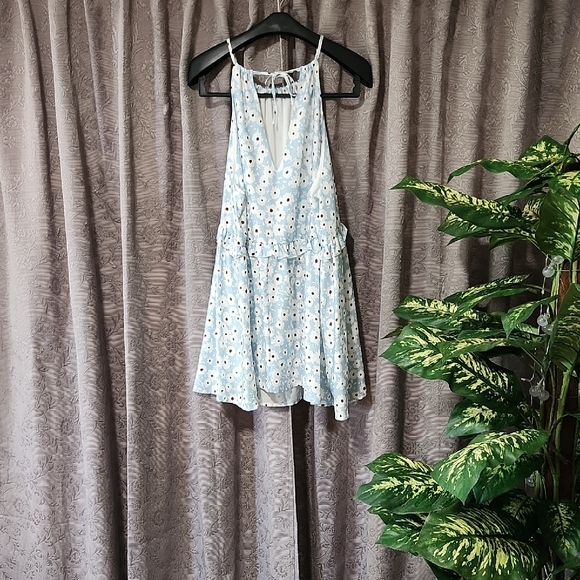 Floral Blue Mini Dress - Picture 3 of 4